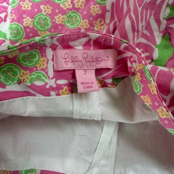 Lilly Pulitzer size 2 Faux Wrap Skirt Skort Pink Green - Picture 3 of 9